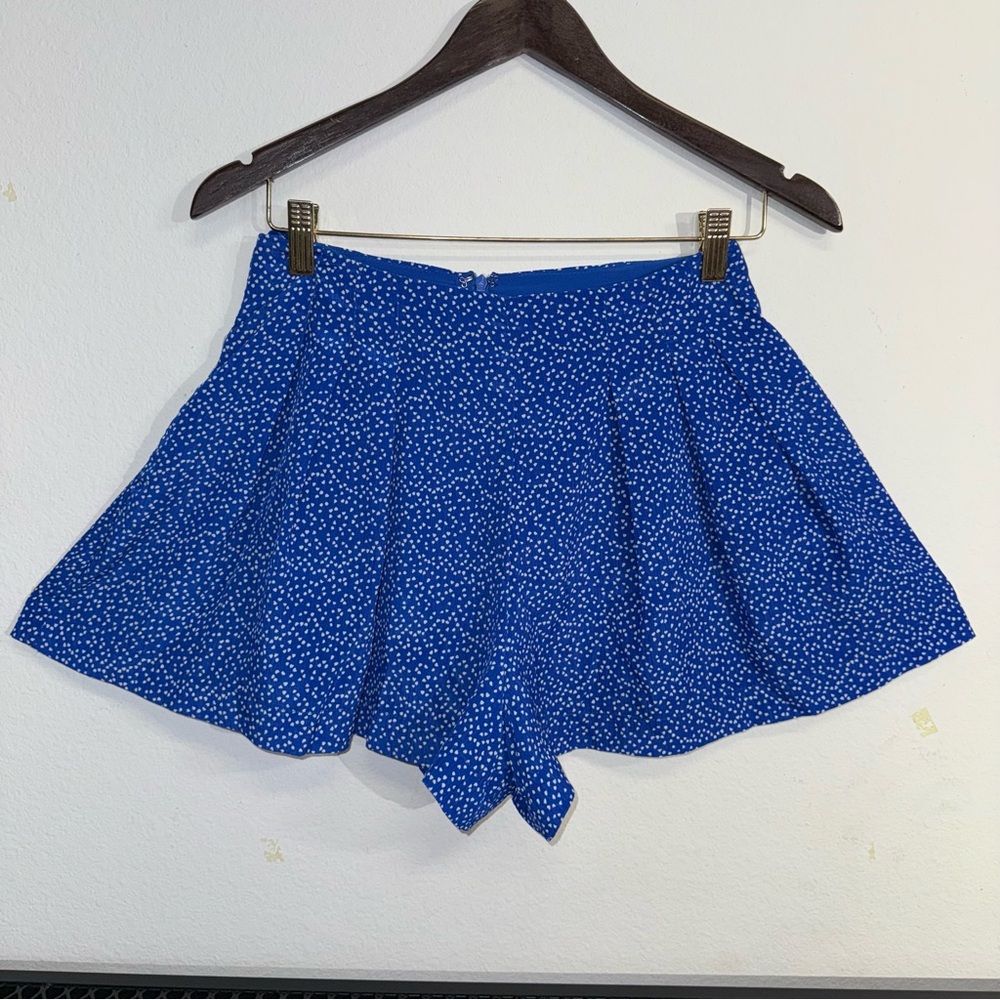 Women's Blue hearts Skort Size Small Flowy Pleated Mini Skirt Look Cute Beach